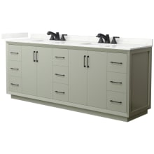 Strada 84" Free Standing Double Basin Vanity Set with Cabinet and Quartz Vanity Top