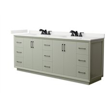 Strada 84" Free Standing Double Basin Vanity Set with Cabinet and Quartz Vanity Top