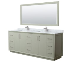 Strada 84" Free Standing Double Basin Vanity Set with Cabinet, Marble Vanity Top, and Framed Mirror