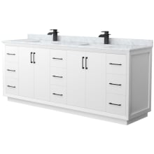 Strada 84" Free Standing Double Basin Vanity Set with Cabinet and Marble Vanity Top