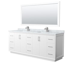 Strada 84" Free Standing Double Basin Vanity Set with Cabinet, Marble Vanity Top, and Framed Mirror