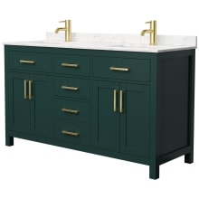 Beckett 60" Free Standing Double Basin Vanity Set with Cabinet and Cultured Marble Vanity Top