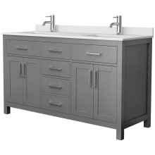 Beckett 60" Free Standing Double Basin Vanity Set with Wood Cabinet and Cultured Marble Vanity Top