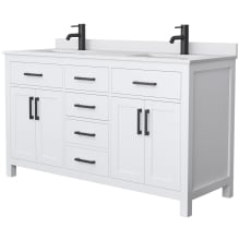 Beckett 60" Free Standing Double Basin Vanity Set with Cabinet and Cultured Marble Vanity Top