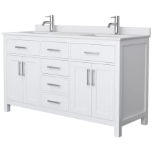 Beckett 60" Free Standing Double Basin Vanity Set with Wood Cabinet and Cultured Marble Vanity Top