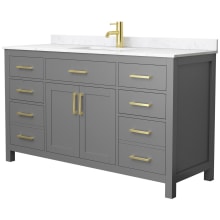 Beckett 60" Free Standing Single Basin Vanity Set with Cabinet and Cultured Marble Vanity Top