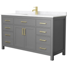 Beckett 60" Free Standing Single Basin Vanity Set with Cabinet and Cultured Marble Vanity Top
