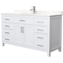 Beckett 60" Free Standing Single Basin Vanity Set with Wood Cabinet and Cultured Marble Vanity Top