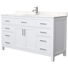 Beckett 60" Free Standing Single Basin Vanity Set with Wood Cabinet and Cultured Marble Vanity Top