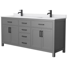 Beckett 72" Free Standing Double Basin Vanity Set with Cabinet and Cultured Marble Vanity Top