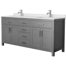 Beckett 72" Free Standing Double Basin Vanity Set with Wood Cabinet and Cultured Marble Vanity Top