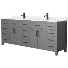 Beckett 84" Free Standing Double Basin Vanity Set with Cabinet and Cultured Marble Vanity Top