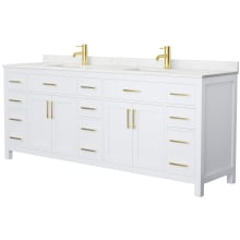Beckett 84" Free Standing Double Basin Vanity Set with Cabinet and Cultured Marble Vanity Top