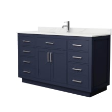 Beckett TK 60" Free Standing Single Basin Vanity Set with Cabinet and Quartz Vanity Top