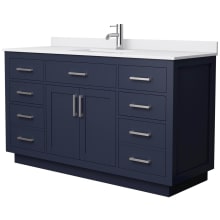 Beckett TK 60" Free Standing Single Basin Vanity Set with Cabinet and Cultured Marble Vanity Top