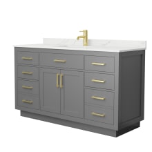 Beckett TK 60" Free Standing Single Basin Vanity Set with Cabinet and Quartz Vanity Top