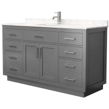 Beckett TK 60" Free Standing Single Basin Vanity Set with Cabinet and Cultured Marble Vanity Top