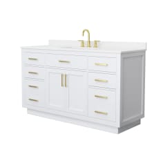 Beckett TK 60" Free Standing Single Basin Vanity Set with Cabinet and Quartz Vanity Top