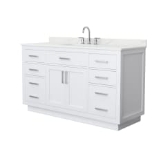 Beckett TK 60" Free Standing Single Basin Vanity Set with Cabinet and Quartz Vanity Top