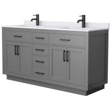 Beckett TK 66" Free Standing Double Basin Vanity Set with Cabinet and Cultured Marble Vanity Top