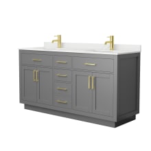 Beckett TK 66" Free Standing Double Basin Vanity Set with Cabinet and Quartz Vanity Top