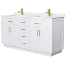 Beckett TK 66" Free Standing Double Basin Vanity Set with Cabinet and Cultured Marble Vanity Top