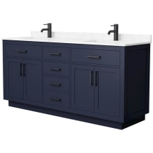 Beckett TK 72" Free Standing Double Basin Vanity Set with Cabinet and Cultured Marble Vanity Top