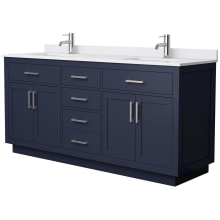 Beckett TK 72" Free Standing Double Basin Vanity Set with Cabinet and Cultured Marble Vanity Top