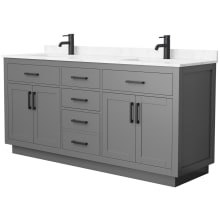 Beckett TK 72" Free Standing Double Basin Vanity Set with Cabinet and Cultured Marble Vanity Top