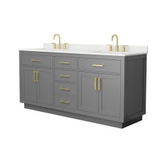 Beckett TK 72" Free Standing Double Basin Vanity Set with Cabinet and Quartz Vanity Top