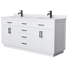 Beckett TK 72" Free Standing Double Basin Vanity Set with Cabinet and Cultured Marble Vanity Top