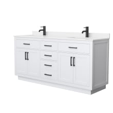 Beckett TK 72" Free Standing Double Basin Vanity Set with Cabinet and Quartz Vanity Top