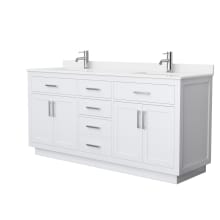 Beckett TK 72" Free Standing Double Basin Vanity Set with Cabinet and Quartz Vanity Top