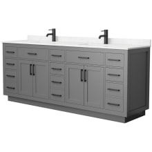 Beckett TK 84" Free Standing Double Basin Vanity Set with Cabinet and Cultured Marble Vanity Top