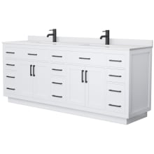 Beckett TK 84" Free Standing Double Basin Vanity Set with Cabinet and Cultured Marble Vanity Top