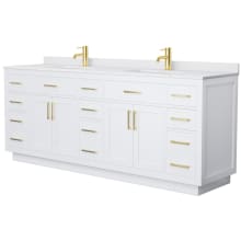 Beckett TK 84" Free Standing Double Basin Vanity Set with Cabinet and Cultured Marble Vanity Top