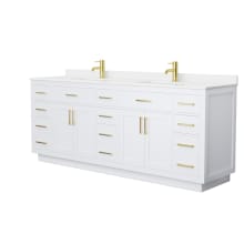 Beckett TK 84" Free Standing Double Basin Vanity Set with Cabinet and Quartz Vanity Top