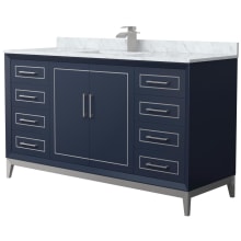 Marlena 60" Free Standing Single Basin Vanity Set with Cabinet and Marble Vanity Top