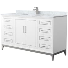 Marlena 60" Free Standing Single Basin Vanity Set with Cabinet and Marble Vanity Top