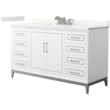 Marlena 60" Free Standing Single Basin Vanity Set with Cabinet and Quartz Vanity Top