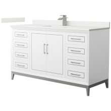 Marlena 60" Free Standing Single Basin Vanity Set with Cabinet and Quartz Vanity Top