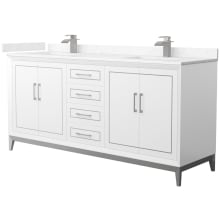 Marlena 72" Free Standing Double Basin Vanity Set with Cabinet and Cultured Marble Vanity Top