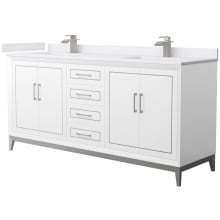 Marlena 72" Free Standing Double Basin Vanity Set with Cabinet and Cultured Marble Vanity Top