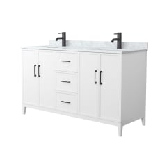 Elan 60" Free Standing Double Basin Vanity Set with Cabinet and Marble Vanity Top