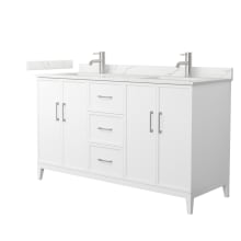 Elan 60" Free Standing Double Basin Vanity Set with Cabinet and Quartz Vanity Top