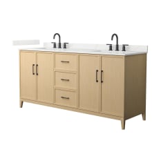 Elan 72" Free Standing Double Basin Vanity Set with Cabinet and Quartz Vanity Top