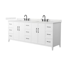 Elan 84" Free Standing Double Basin Vanity Set with Cabinet and Quartz Vanity Top