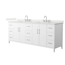 Elan 84" Free Standing Double Basin Vanity Set with Cabinet and Quartz Vanity Top