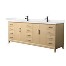 Janna 84" Free Standing Double Basin Vanity Set with Cabinet and Cultured Marble Vanity Top