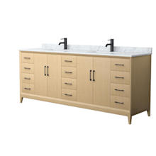 Janna 84" Free Standing Double Basin Vanity Set with Cabinet and Marble Vanity Top